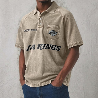 LAK x NHL Men's Distressed Turn-Down Collar Polo DATND TANTD 250526