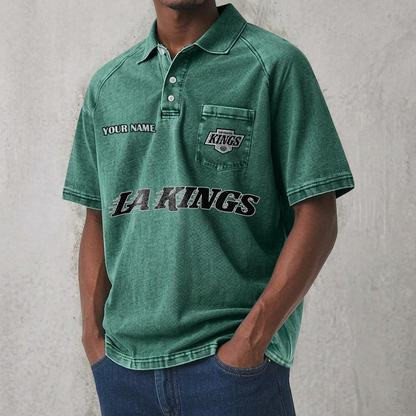 LAK x NHL Men's Distressed Turn-Down Collar Polo DATND TANTD 250526
