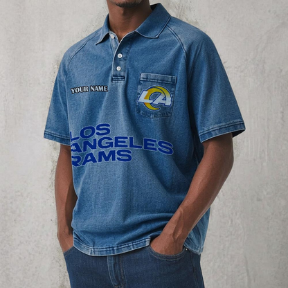 LAR x NFL Men's Distressed Turn-Down Collar Polo DATND TANTD 250526