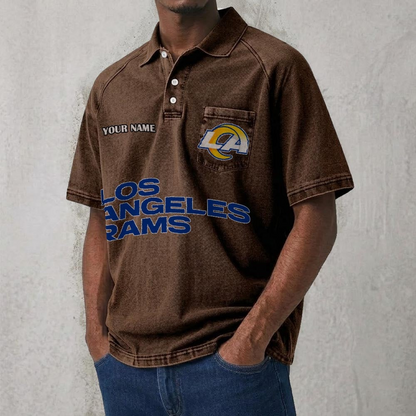 LAR x NFL Men's Distressed Turn-Down Collar Polo DATND TANTD 250526