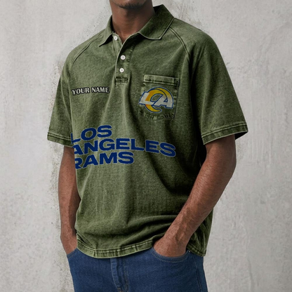 LAR x NFL Men's Distressed Turn-Down Collar Polo DATND TANTD 250526