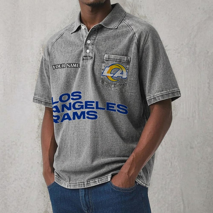LAR x NFL Men's Distressed Turn-Down Collar Polo DATND TANTD 250526