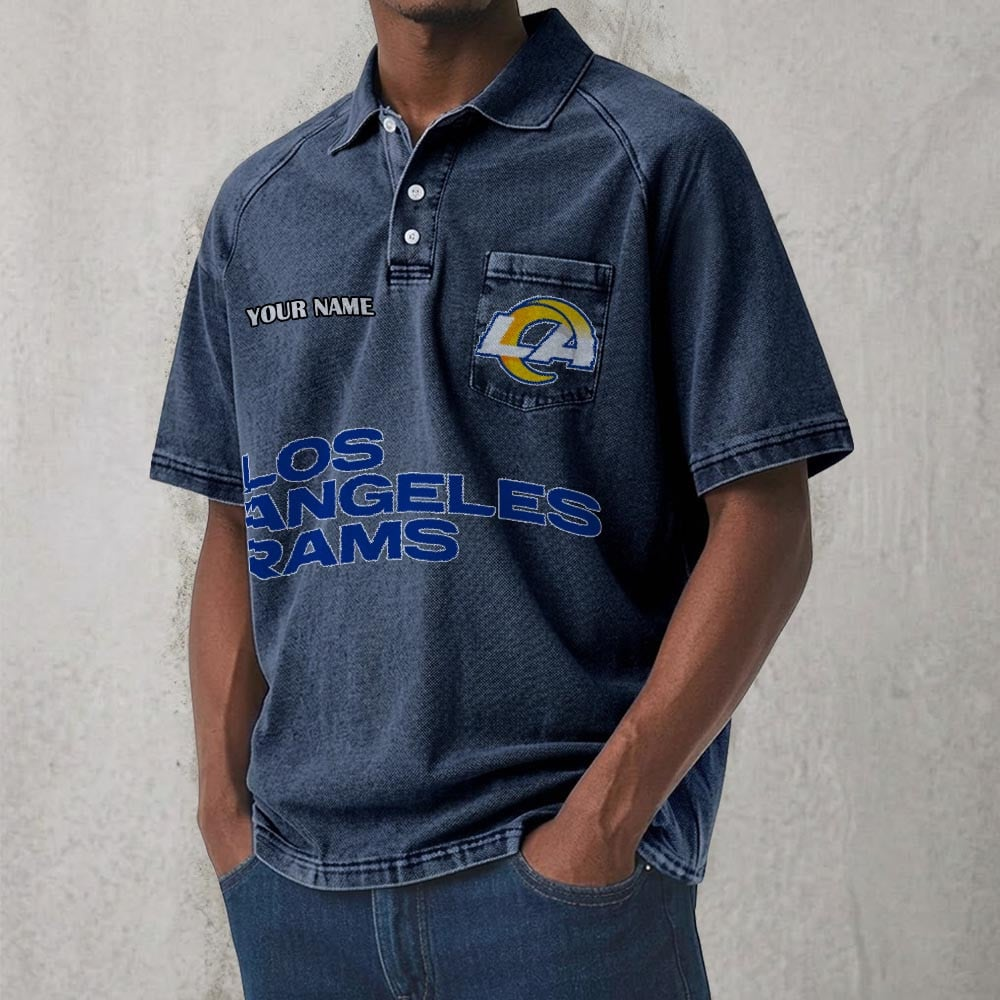 LAR x NFL Men's Distressed Turn-Down Collar Polo DATND TANTD 250526
