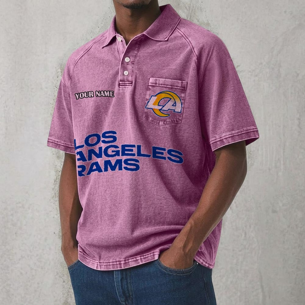 LAR x NFL Men's Distressed Turn-Down Collar Polo DATND TANTD 250526