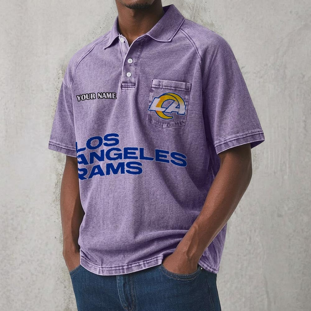 LAR x NFL Men's Distressed Turn-Down Collar Polo DATND TANTD 250526