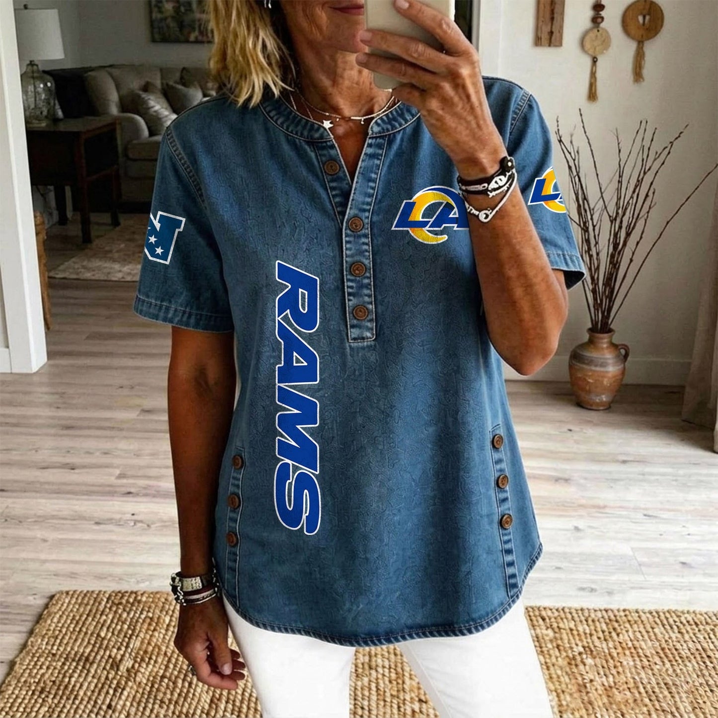 LAR x NFL Womenƒ??s Denim Casual Tops DATND LBN 190526