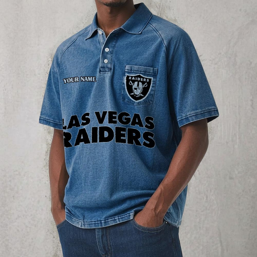LVR x NFL Men's Distressed Turn-Down Collar Polo DATND TANTD 250526