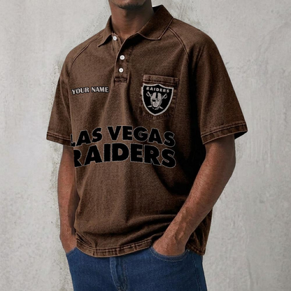 LVR x NFL Men's Distressed Turn-Down Collar Polo DATND TANTD 250526