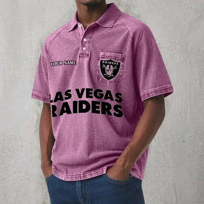 LVR x NFL Men's Distressed Turn-Down Collar Polo DATND TANTD 250526