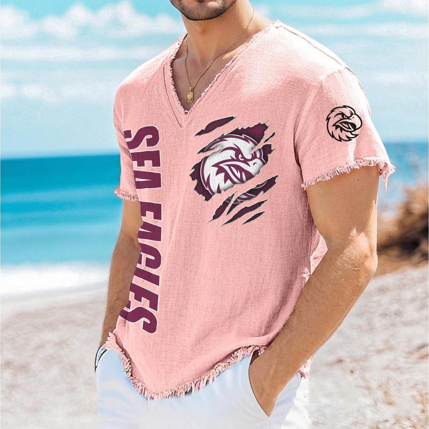 MAN x NRL V-Neck Linen Beach Shirt 1905 DatND DVT