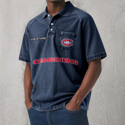 MC x NHL Men's Distressed Turn-Down Collar Polo DATND TANTD 250526