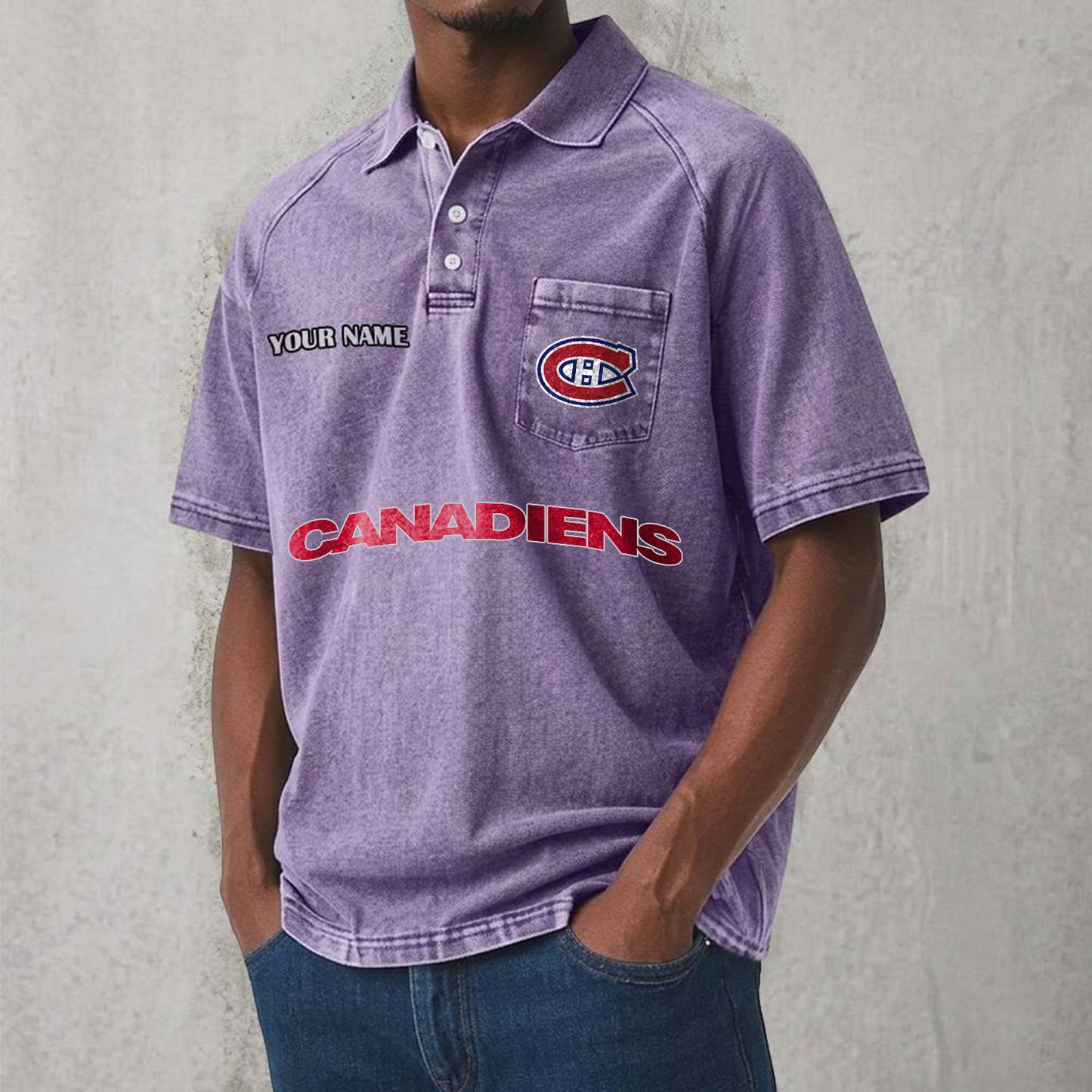 MC x NHL Men's Distressed Turn-Down Collar Polo DATND TANTD 250526