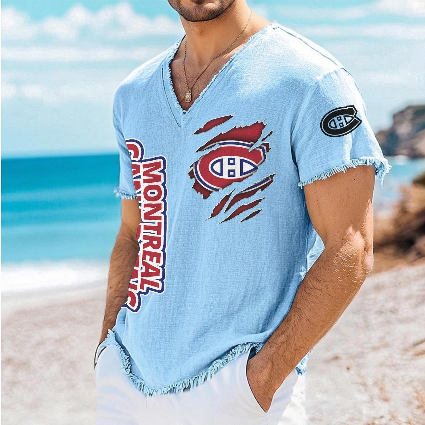 MC x NHL V-Neck Linen Beach Shirt 1905 DatND DVT