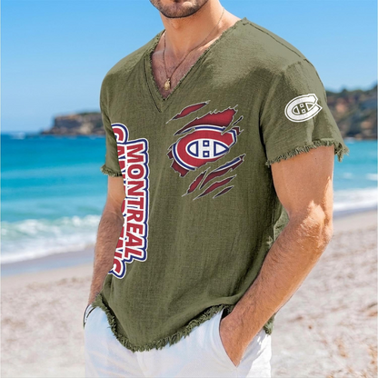 MC x NHL V-Neck Linen Beach Shirt 1905 DatND DVT