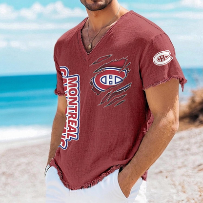 MC x NHL V-Neck Linen Beach Shirt 1905 DatND DVT