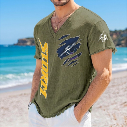 MEL x NRL V-Neck Linen Beach Shirt 1905 DatND DVT