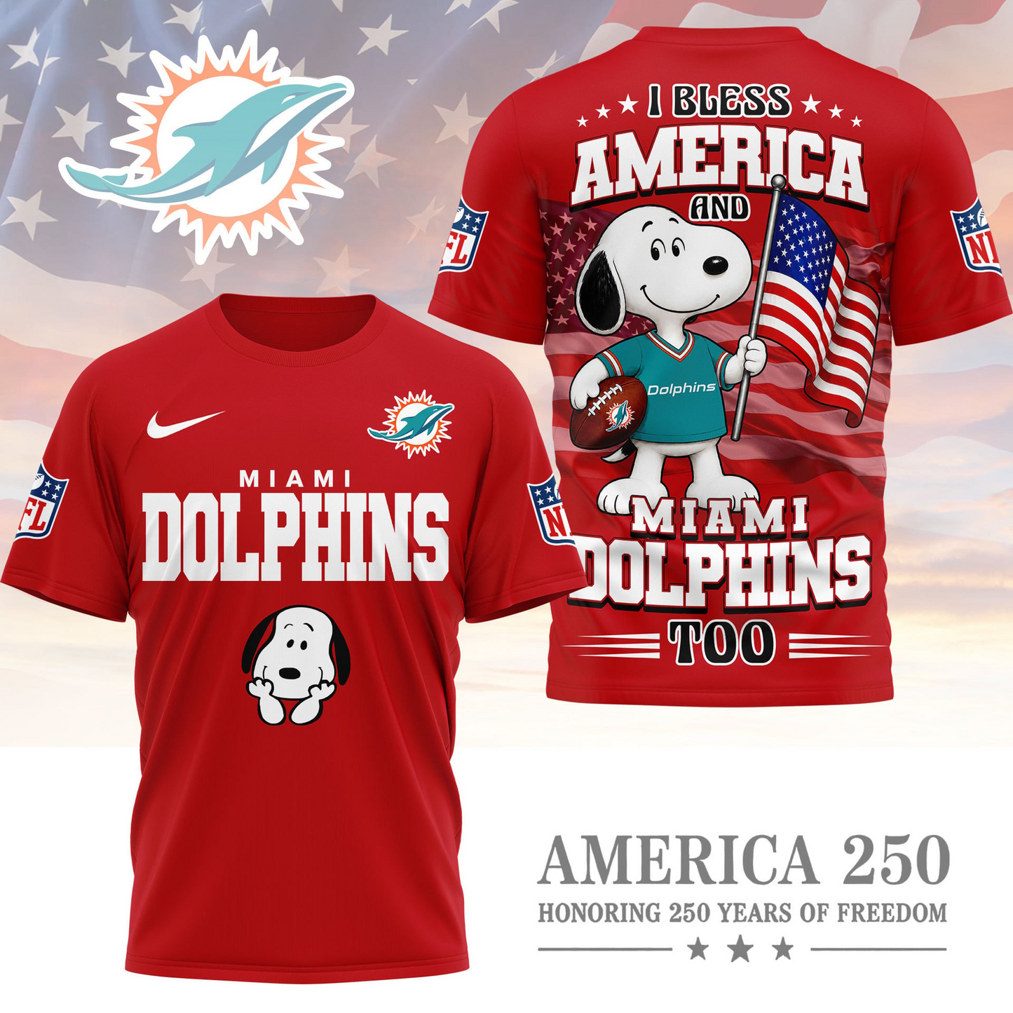 MIA Premium NFL Snoopy America 250 3D Shirt 1706