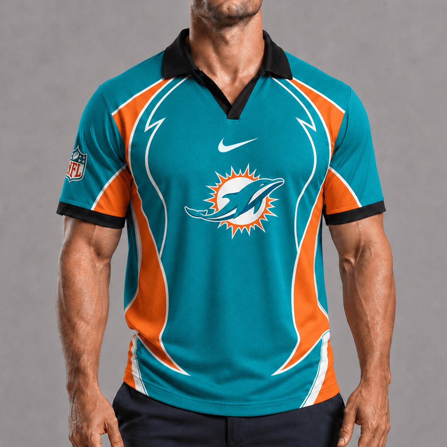 MIA x NFL Premium Rugby Polo Shirt 1506