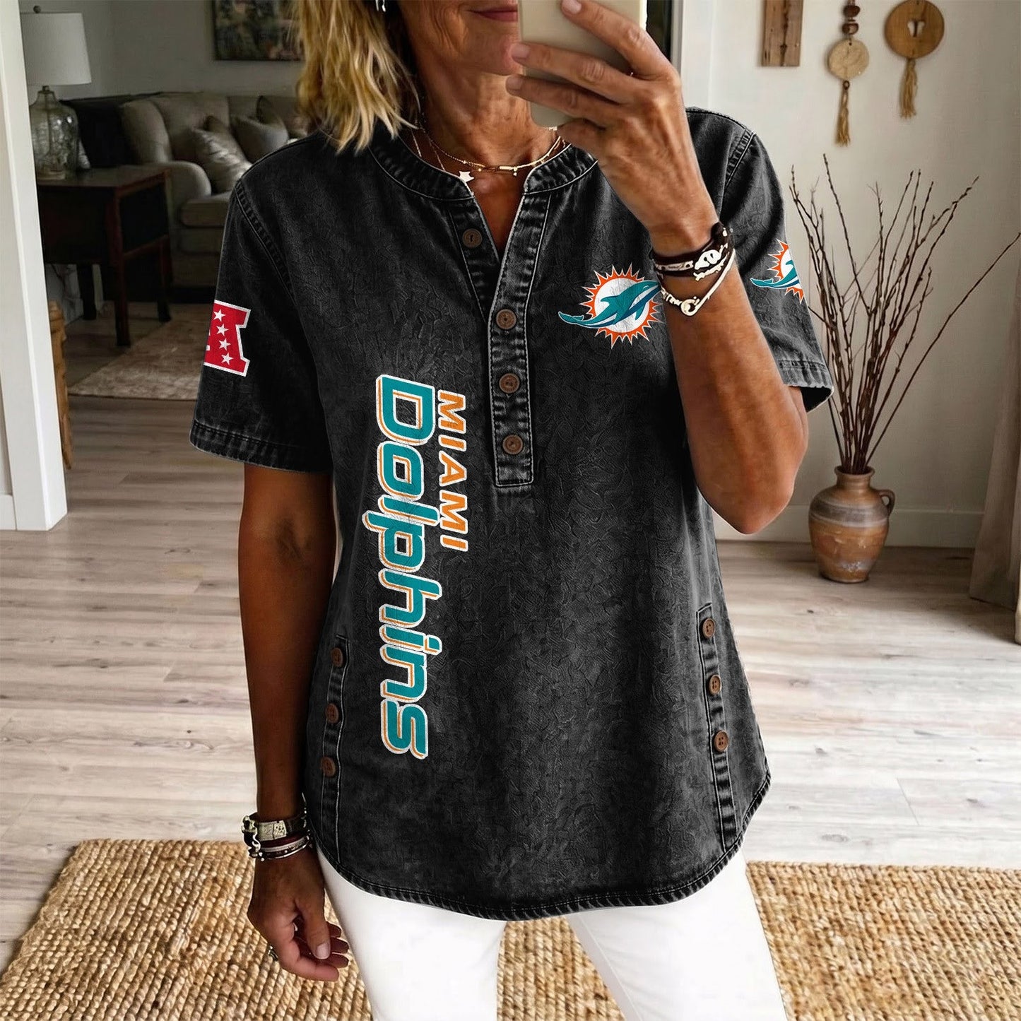 MIA x NFL Womenƒ??s Denim Casual Tops DATND LBN 190526