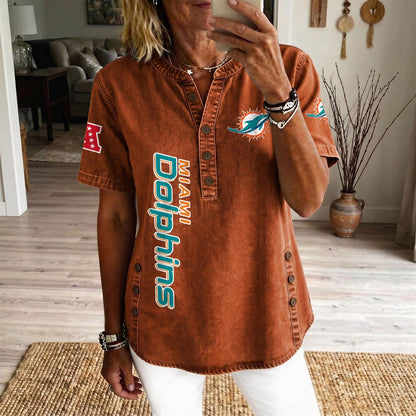 MIA x NFL Womenƒ??s Denim Casual Tops DATND LBN 190526