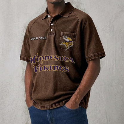 MIN x NFL Men's Distressed Turn-Down Collar Polo DATND TANTD 250526