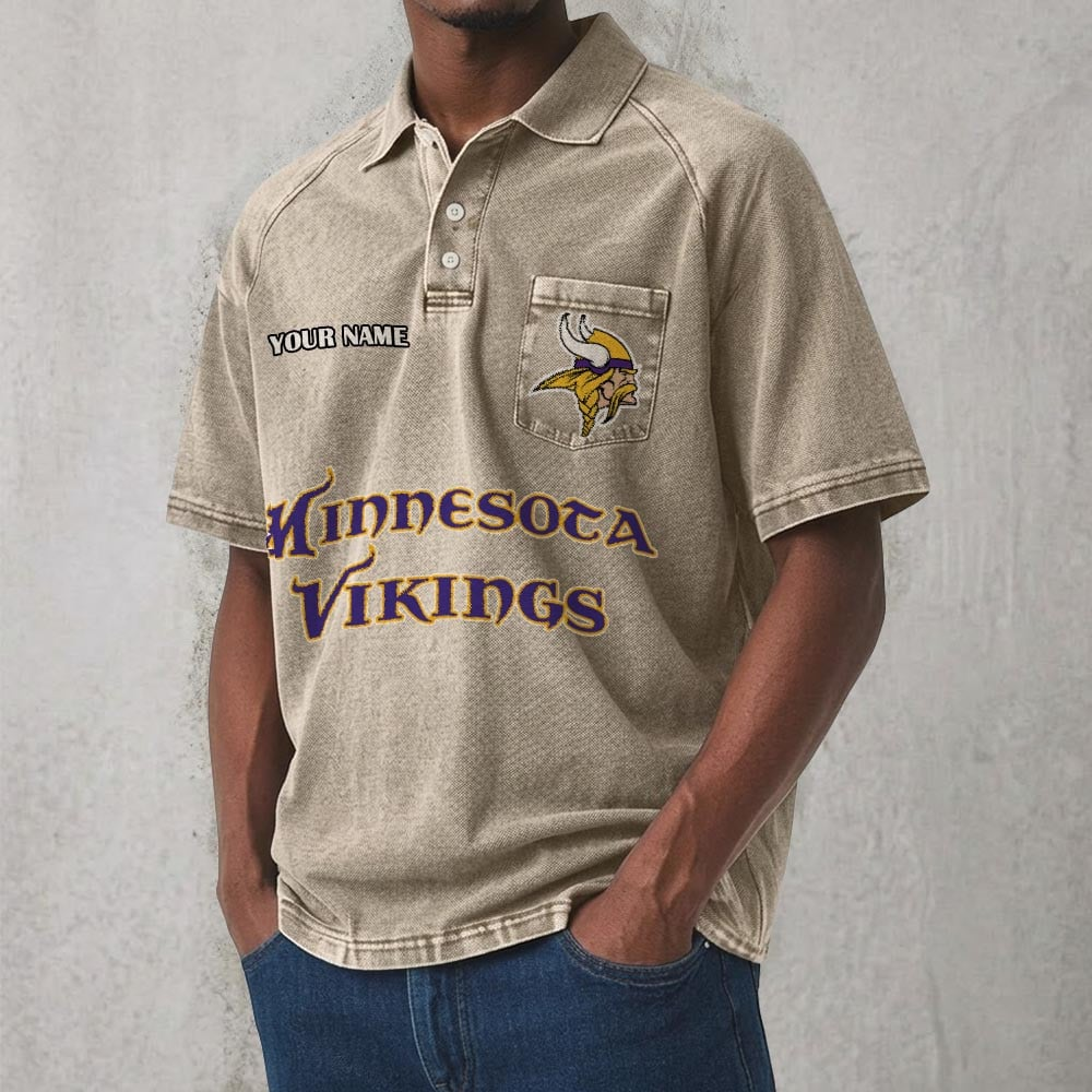 MIN x NFL Men's Distressed Turn-Down Collar Polo DATND TANTD 250526