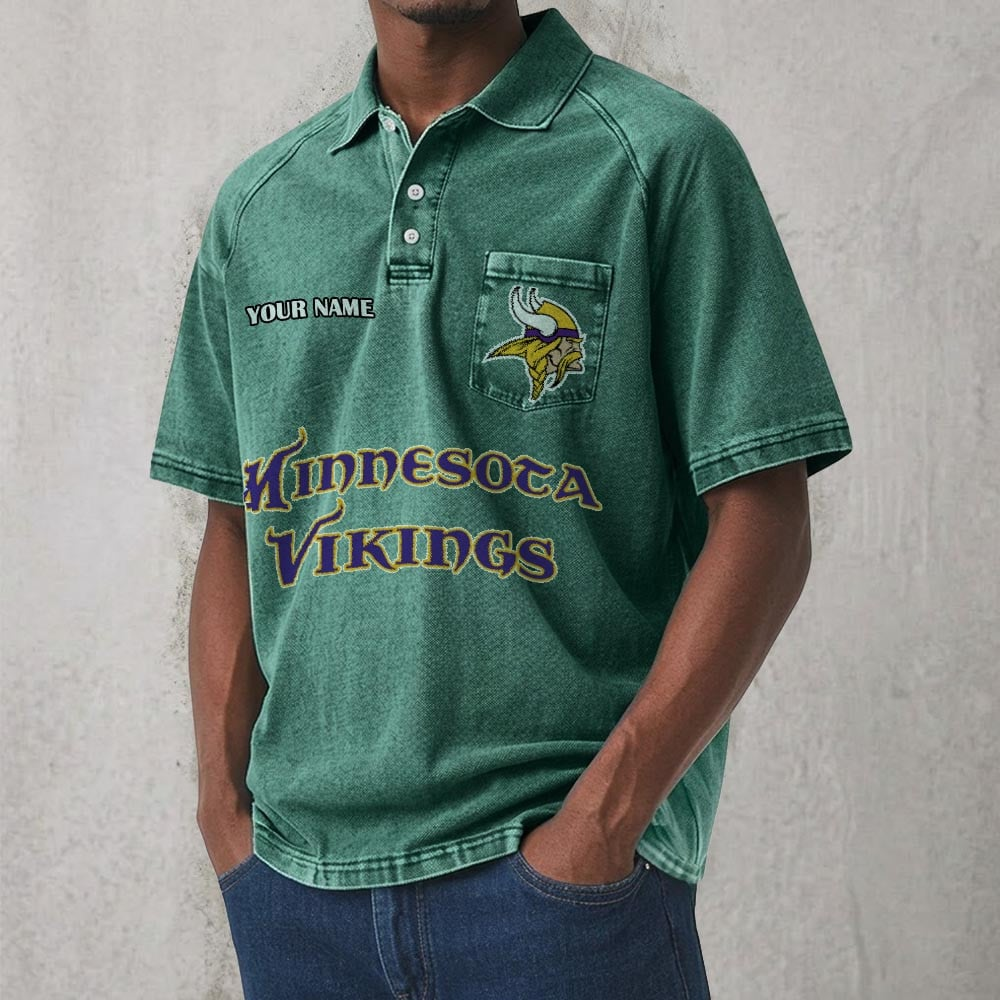 MIN x NFL Men's Distressed Turn-Down Collar Polo DATND TANTD 250526