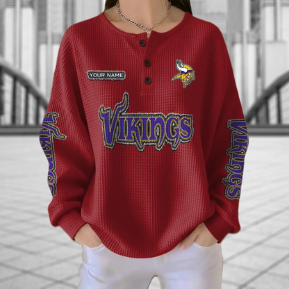 MIN x NFL Personalized Waffle Knit Henley Sweatshirt 2005 DatND DVT