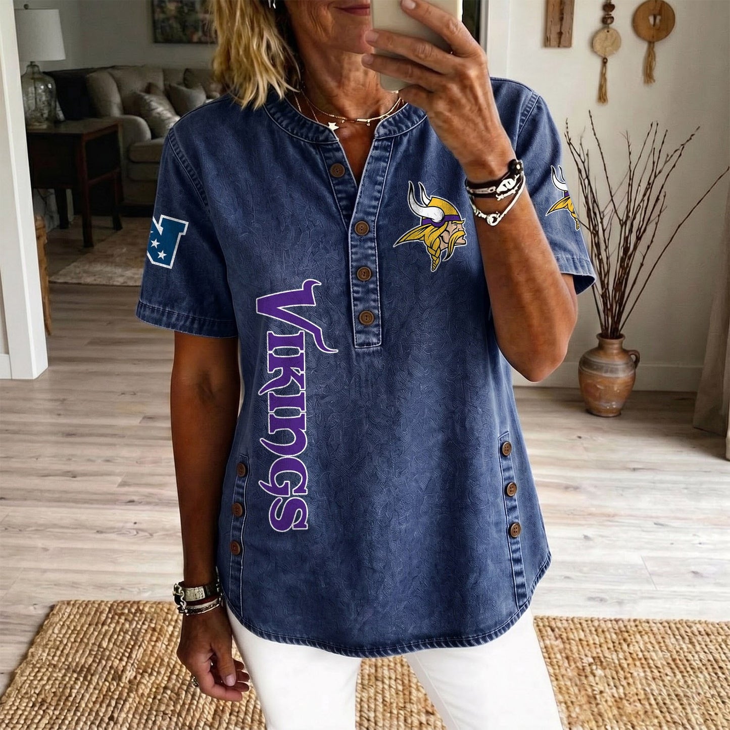MIN x NFL Womenƒ??s Denim Casual Tops DATND LBN 190526