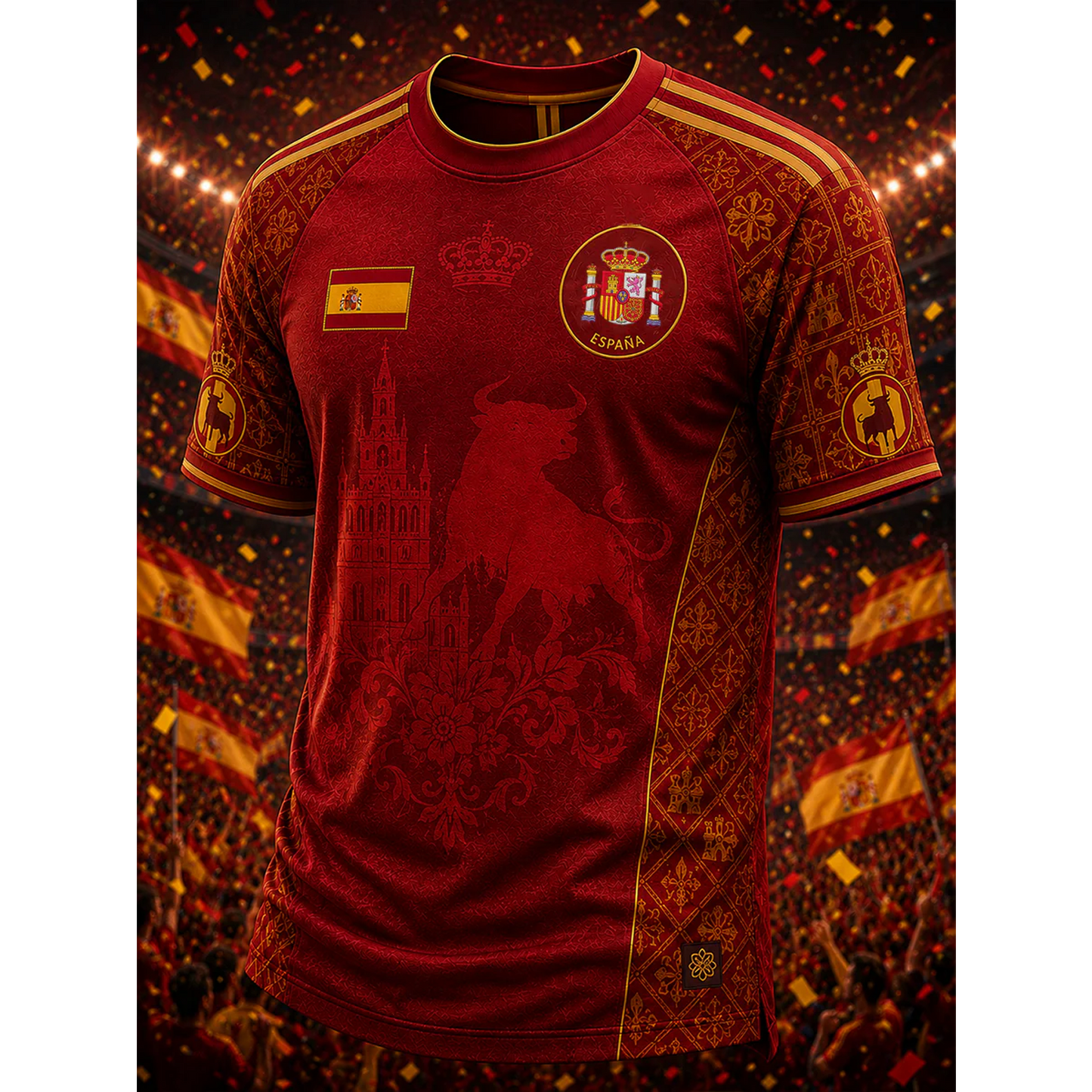 Men's Spanish Football Print Casual Shirt V33 DATND TANTD 050626