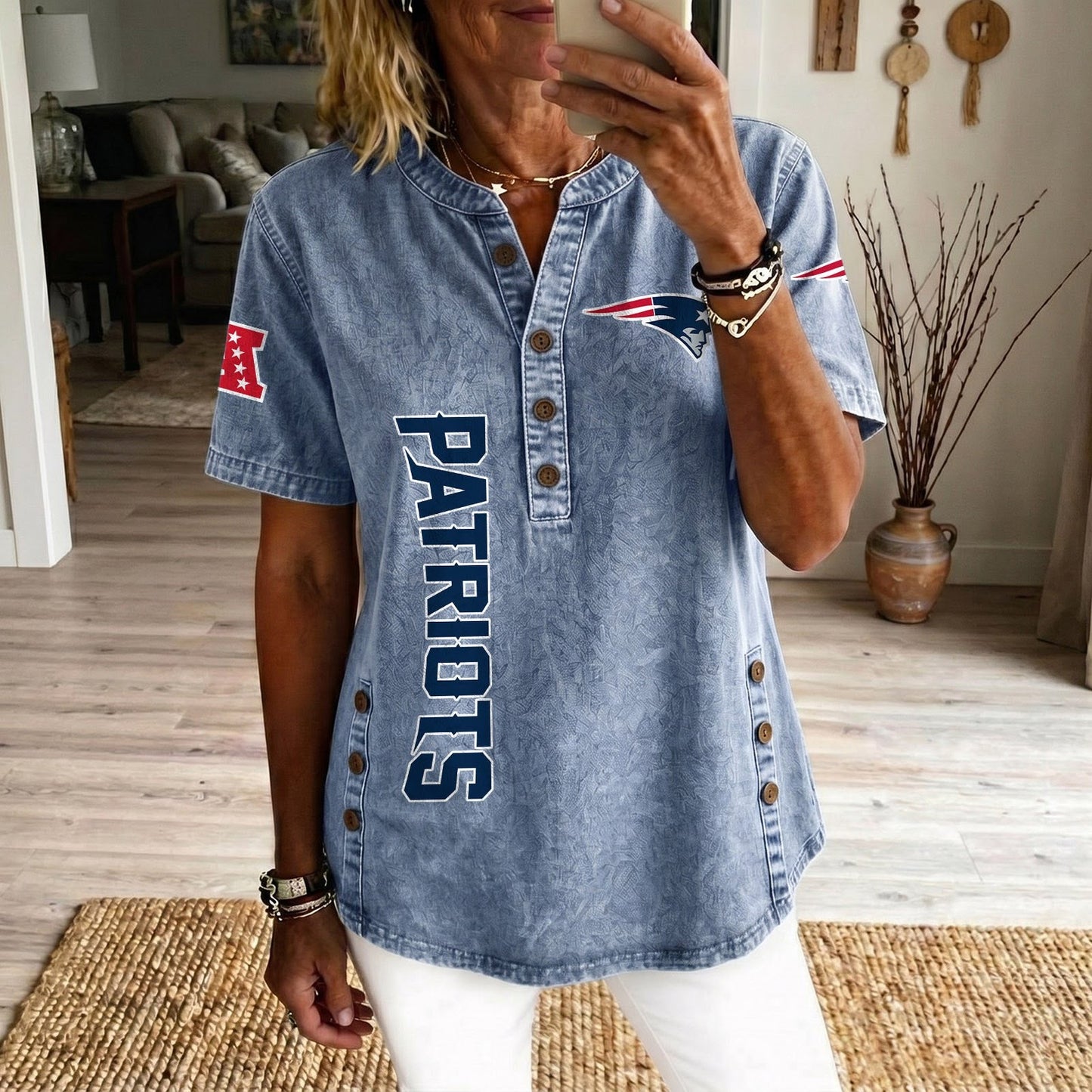 NE x NFL Womenƒ??s Denim Casual Tops DATND LBN 190526