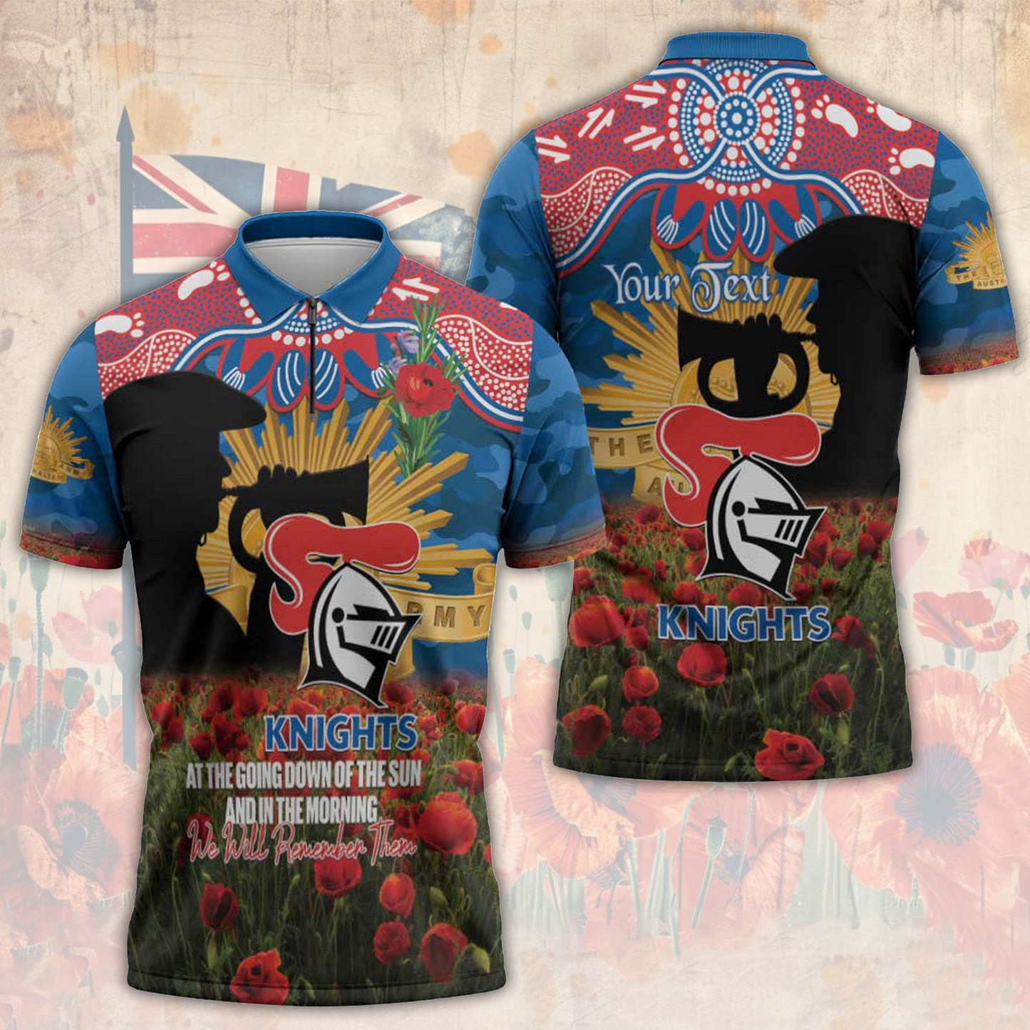 NEW x NRL Rugby ANZAC Day Zipper Polo Shirt Last Post Poppy We Will Remember Them LT14 DatND DVT