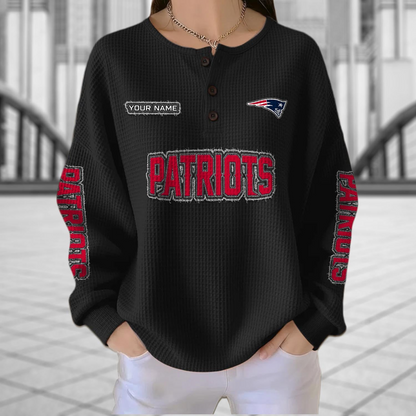 NE x NFL Personalized Waffle Knit Henley Sweatshirt 2005 DatND DVT