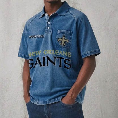 NO x NFL Men's Distressed Turn-Down Collar Polo DATND TANTD 250526