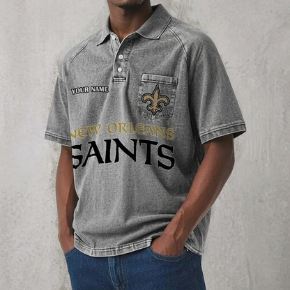 NO x NFL Men's Distressed Turn-Down Collar Polo DATND TANTD 250526