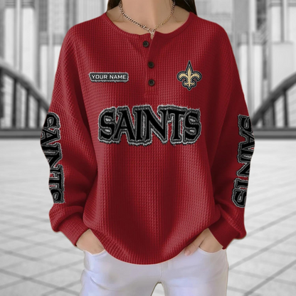 NO x NFL Personalized Waffle Knit Henley Sweatshirt 2005 DatND DVT