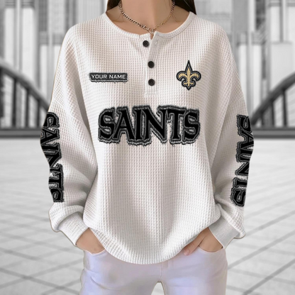 NO x NFL Personalized Waffle Knit Henley Sweatshirt 2005 DatND DVT