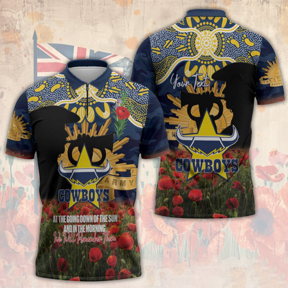 NQC x NRL Rugby ANZAC Day Zipper Polo Shirt Last Post Poppy We Will Remember Them LT14 DatND DVT