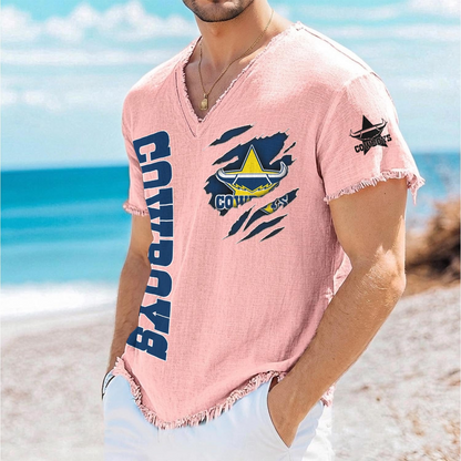 NQC x NRL V-Neck Linen Beach Shirt 1905 DatND DVT