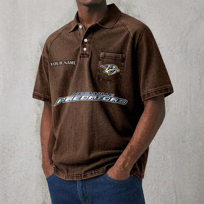NSH x NHL Men's Distressed Turn-Down Collar Polo DATND TANTD 250526