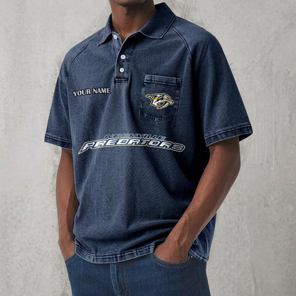 NSH x NHL Men's Distressed Turn-Down Collar Polo DATND TANTD 250526