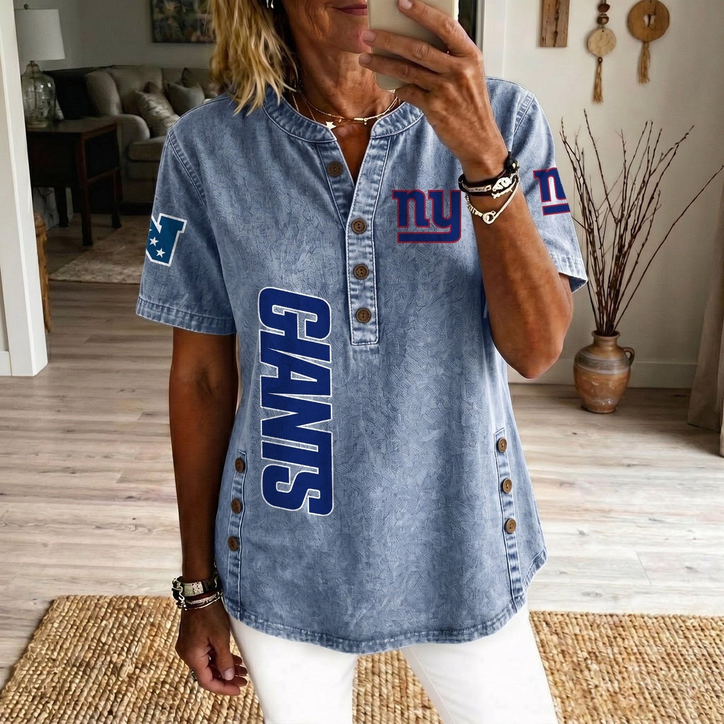 NYG x NFL Womenƒ??s Denim Casual Tops DATND LBN 190526
