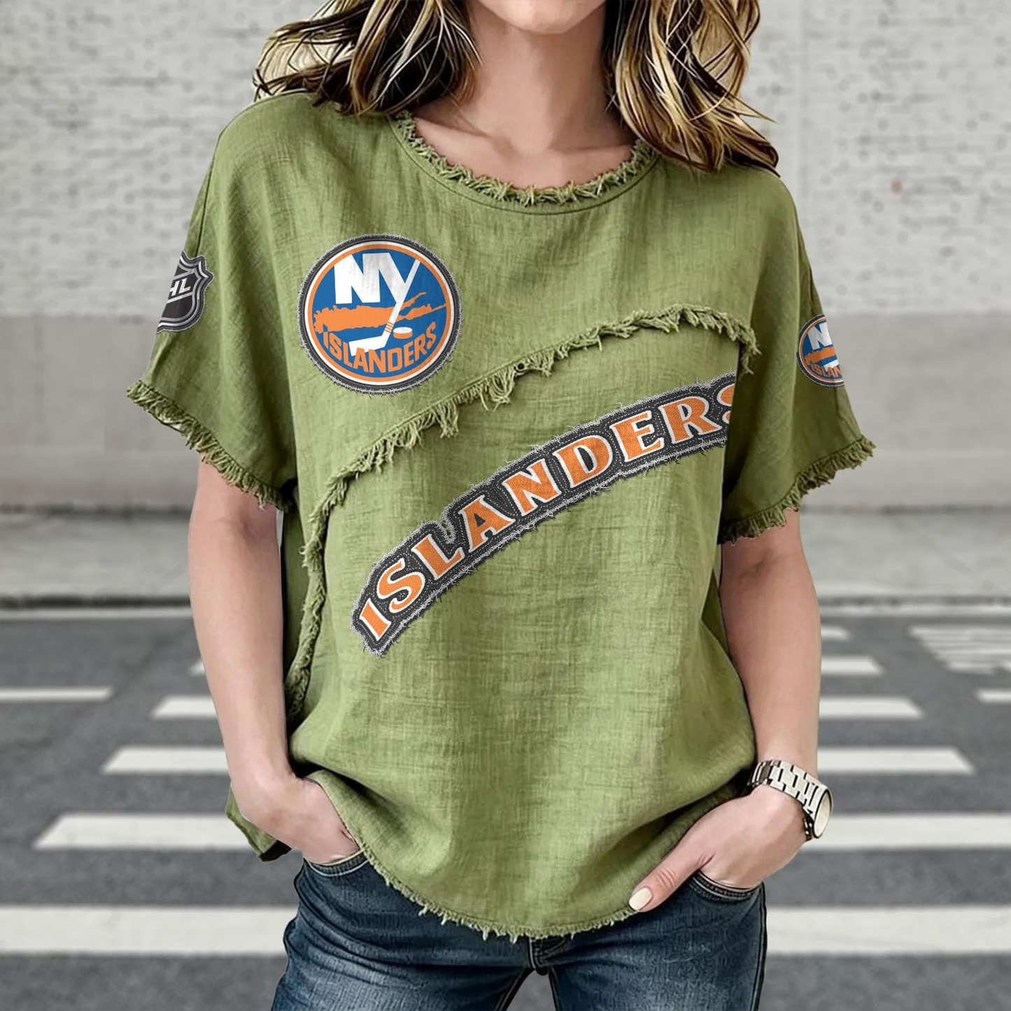 NYI x NHL Womenƒ??s Vintage O-Neck 2905 DatND DVT