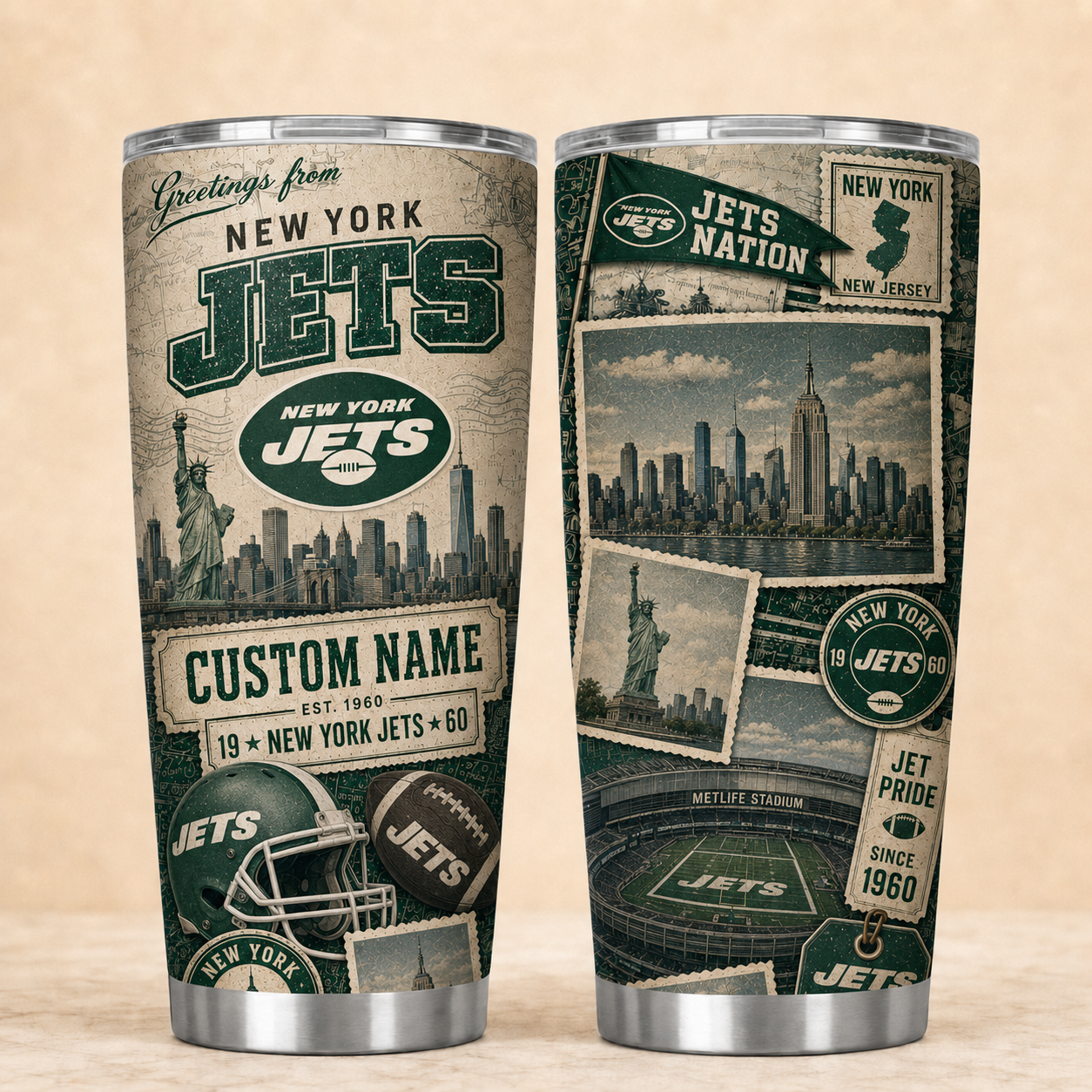 NYJ Personalized Premium NFL Classic Tumbler 190626