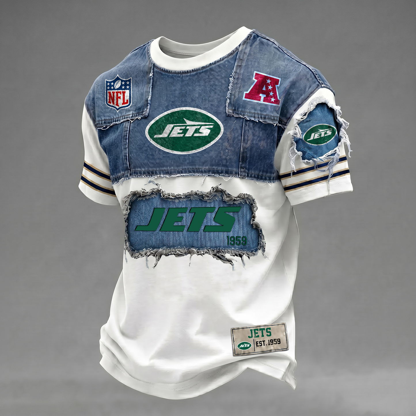 NYJ x NFL Patchwork Denim T-Shirt DATND TANTD 080626