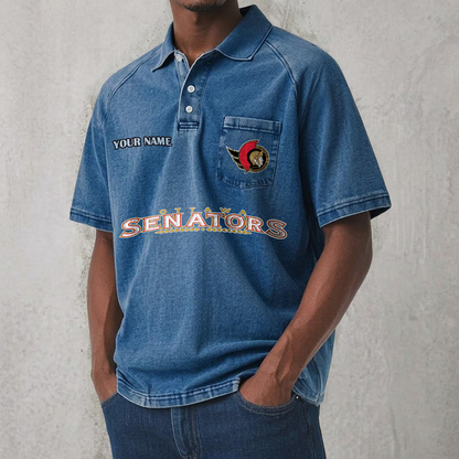 OTT x NHL Men's Distressed Turn-Down Collar Polo DATND TANTD 250526