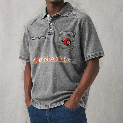 OTT x NHL Men's Distressed Turn-Down Collar Polo DATND TANTD 250526