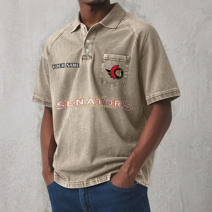 OTT x NHL Men's Distressed Turn-Down Collar Polo DATND TANTD 250526
