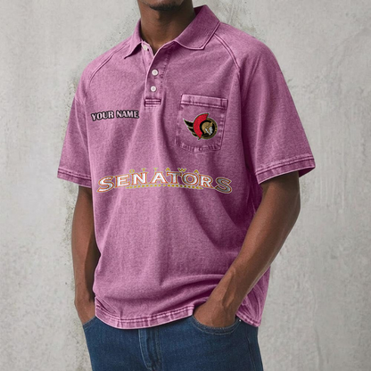 OTT x NHL Men's Distressed Turn-Down Collar Polo DATND TANTD 250526