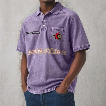 OTT x NHL Men's Distressed Turn-Down Collar Polo DATND TANTD 250526